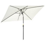 Outsunny Ombrellone Rettangolare 2x3 m Pieghevole e Regolabile con Manovella, in Alluminio e Poliestere, Bianco Crema