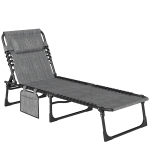 Outsunny Chaise longue pliable bain de soleil dossier inclinable 5 niveaux têtière amovible 189 x 58 x 30 cm gris