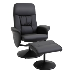 HOMCOM Fotoliu Relax Rotativ 360° din Metal și Piele Sintetică, cu Suport pentru Picioare, Spătar Reglabil, Negru