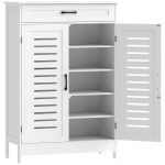 HOMCOM Shoe Cabinet with Louvered Doors, Modern Shoe Storage Cabinet with Drawer and Adjustable Shelves, White