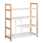 HOMCOM 4 Tier Shoe Racks Storage Stand Shelf Organizer Wood Frame 78 x 68 x 26 cm Hallway Furniture