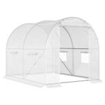 Outsunny Seră tip tunel cu 4 ferestre și intrare cu fermoar din oțel galvanizat și polietilenă, 3x2x1,9 m, albă