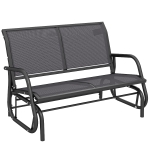 Outsunny Banc à Bascule de Jardin 2 Places Design Contemporain Grand Confort accoudoirs Assise, Dossier Ergonomique Acier textilène Gris