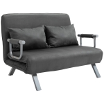 HOMCOM 3 in 1 Schlafsofa 185x105cm Schlafcouch mit 5-stufig Verstellbarer Rückenlehne, Wurfkissen, 2 Sitzer Sofa mit Schlaffunktion, Samtoptik, Chaiselounge für Wohnzimmer, Schlafzimmer, Grau