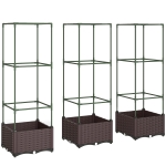 Outsunny Hochbeet mit Rankgitter 3er Set Pflanzkasten Blumenkasten mit Abflusslöchern