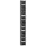 HOMCOM Raft Bibliotecă Pentru CD-uri cu 12 Polițe pentru 204 CD-uri, din MDF și PAL, 21 x 20 x 175 cm, Gri