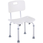 HOMCOM Scaun de Duș Reglabil pe 8 Niveluri cu Orificii de Drenaj, din Aluminiu și PE, 48x42x71-83,5 cm, Alb și Argintiu