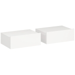 HOMCOM Set de 2 Noptiere Suspendate Moderne cu Sertar din Lemn, 40x30x15cm, Alb