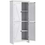 HOMCOM Mobile Cucina a 4 Ante con Mensole Regolabili e Base Rialzata in Legno, 80x40x182cm, Bianco