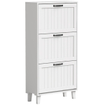 HOMCOM Scarpiera Salvaspazio con 3 Cassetti Ribaltabili e Ripiani Regolabili, 60x24x118 cm, Bianco