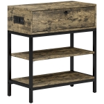 HOMCOM Măsuță de Canapea cu Sertar și 2 Rafturi în Stil Industrial, din Lemn și Metal, 60x30x66.5 cm, Negru și Maro