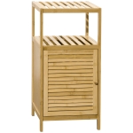 kleankin Dulap pentru Baie din Bambus cu Lamele și Dulap cu O Ușă, 33x36,5x67cm, Culoare Lemn Natural