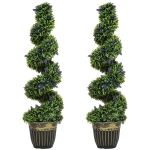 HOMCOM Set de Două Arbori Artificiali de Lavandă 90cm