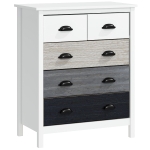 HOMCOM Sideboard, Kommode, 5 Schubladen, lackierte Oberfläche, MDF & Kiefernholz, 70 x 38 x 85 cm, Weiß