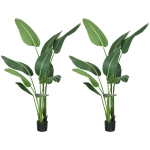 HOMCOM Plantă artificială palmierul călătorului înaltă de 150 cm pentru interior și exterior cu ghiveci inclus