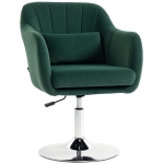 HOMCOM Retro Velvet Swivel Tub Chair with Steel Frame, Cushion Seat, Dark Green