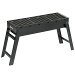 Outsunny Grătar cu Cărbune Portabil cu Picioare Pliabile și Tava Detașabilă, 74x20x38cm, Negru