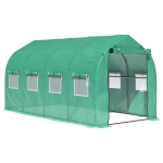 Outsunny Invernadero de Túnel 4x2x2 m con 8 Ventanas de Malla y Puerta Invernadero de Huerto para Patio Jardín Verde