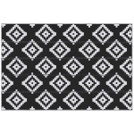 Covor de Exterior Outsunny pentru Balcon și Terasă Reversibil cu Motiv Geometric, 2.74x1.82 m, Negru și Alb