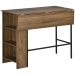 HOMCOM Mesa de Bar Extensible con 3 Estantes de Almacenamiento y Marco de Metal para Cocina Comedor 120x76x91,4cm Marrón
