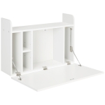 HOMCOM Wall Mounted Table, Drop Leaf Floating Laptop Desk with Space Saving Storage Compartments for Home Office and Study, 77cm x 20cm x 51cm, White