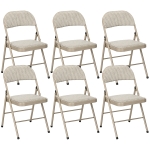 HOMCOM 6er-Set Klappstühle, Tragbare Bürostühle, Stahlbeine, Faltstuhl für Büro, Empfang, Wartezimmer, Leinenoptik Beige