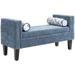 HOMCOM Bancă pentru capătul patului cu brațe tapițate și 2 perne, din chenille și lemn, 115.5x45x56 cm, gri și negru