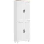 HOMCOM Freestanding Kitchen Cupboard, 4-Door Storage Cabinet Organiser with Adjustable Shelves White Wood Effect