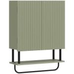 HOMCOM Bathroom Wall Cabinet Modern Space Saver Wall Mounted Cabinet Doors Storage Green