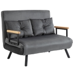 HOMCOM Canapea extensibilă 3 în 1 din material cu efect de catifea cu spătar reglabil și 2 perne, 102x73x81 cm, gri închis