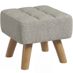 HOMCOM Linen-Look Square Padded Footstool - Light Brown