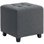 HOMCOM Repose pied salon, ottoman, siège rembourré capitonné en tissu aspect lin avec poche latérale, 35 x 35 x 35 cm, gris