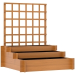 Outsunny Hochbeet mit Rankhilfe, 3-stufig Blumenkasten mit Vliesstoff Tannenholz, Braun, 95 x 95 x 110 cm