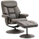 HOMCOM Relaxsessel mit Hocker, Rückenlehne verstellbar, Kunstleder, bis 150 kg, Grau