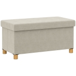 HOMCOM Banco de Armazenamento Dobrável Capacidade de 67 L  Estofado em Veludo Carga 120 kg 76x38x38 cm Creme