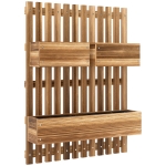 Outsunny Fioriera Verticale a Doghe con 3 Vasi Rimovibili, in Legno di Abete, 60x16x80 cm, Marrone Bruciato