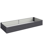 Outsunny Pat de grădină înălțat din metal pentru exterior, ideal pentru flori și legume, 241x90,5x30 cm, gri