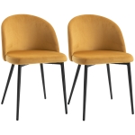 HOMCOM Set de 2 scaune pentru sufragerie și bucătărie, tapițate cu catifea, 49x50x77cm, galben