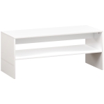 HOMCOM Mesa de Centro Mesa Auxiliar com Compartimento Aberto Mesa de Café para Sala de Estar 100x40x41,5 cm Branco Brilhante
