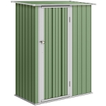 Outsunny Metall Gerätehaus 1,07 m² 142 x 86 x 189 cm Geräteschuppen mit Pultdach Abschließbarer Tür, wetterfest Gartenhaus Outdoor Garten Schuppen für Hinterhof Außenbereich Grün