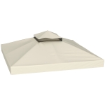 Outsunny Copertura per Gazebo da Giardino 3x3m, Tetto Sostitutivo UPF30+ a 2 Livelli in Poliestere, Crema