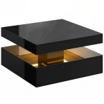 HOMCOM LED Coffee Table with Storage, 2-Tier Modern Centre Table with Open Shelf and Remote for Living Room, High Gloss Black
