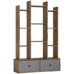 HOMCOM 12 Shelf Storage Unit, with Drawers - Brown