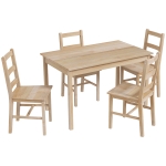 HOMCOM 5-teilige Essgruppe Esstisch mit Stühlen Sitzgruppe, Massivholz, 118 cm x 73 cm x 75 cm, Natur