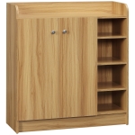 HOMCOM Meuble de rangement à chaussures pour entrée avec 4 compartiments ouverts et placard double porte - étagère réglable