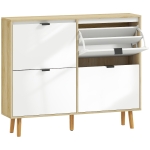 HOMCOM Dulap Slim Modern pentru Pantofi cu 4 Sertare Rabatabile, Capacitate 20 Perechi de Pantofi, 105x24x92.5 cm, Alb