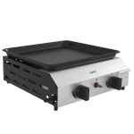 Outsunny Plită de grătar pe gaz cu 2 arzătoare, suprafață antiaderentă și putere de 4,8 kW, argintiu