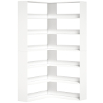 HOMCOM 7 Tiers Bookshelf, L-Shaped Corner Bookcase with Anti-Slip Rear Guard, White Wood Effect