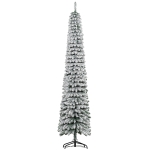 HOMCOM Árvore de Natal Estreita Nevada 240 cm com 603 Ramos e Suporte Metálico Dobrável para Sala de Estar, Interior, Verde