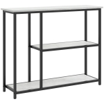 HOMCOM Konsolentisch im Industriedesign, 2 Regale, Marmor-Optik, Schwarz + Weiß